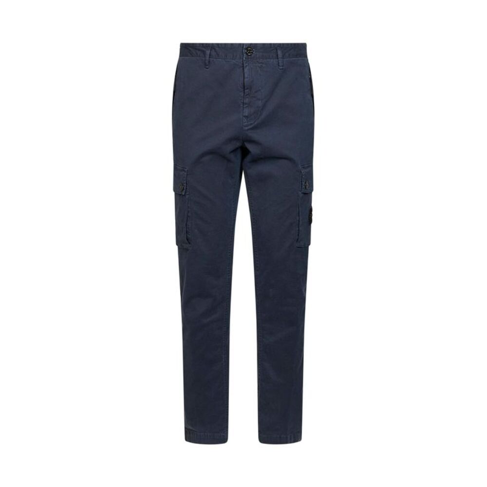 Stone Island Men Blue Organic Stretch Broken Twill Cargo Trousers